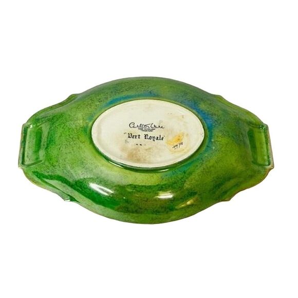 Rare Carlton Ware 'Spider's Web' Vert Royale Green Oval Tray c1950 Art Deco - Picture 6 of 6